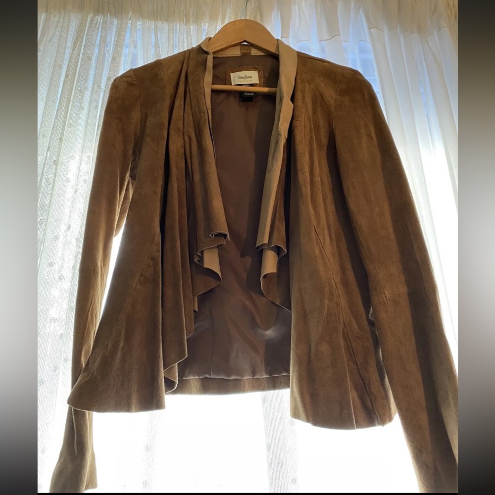 Neiman Marcus pleated suede jacket